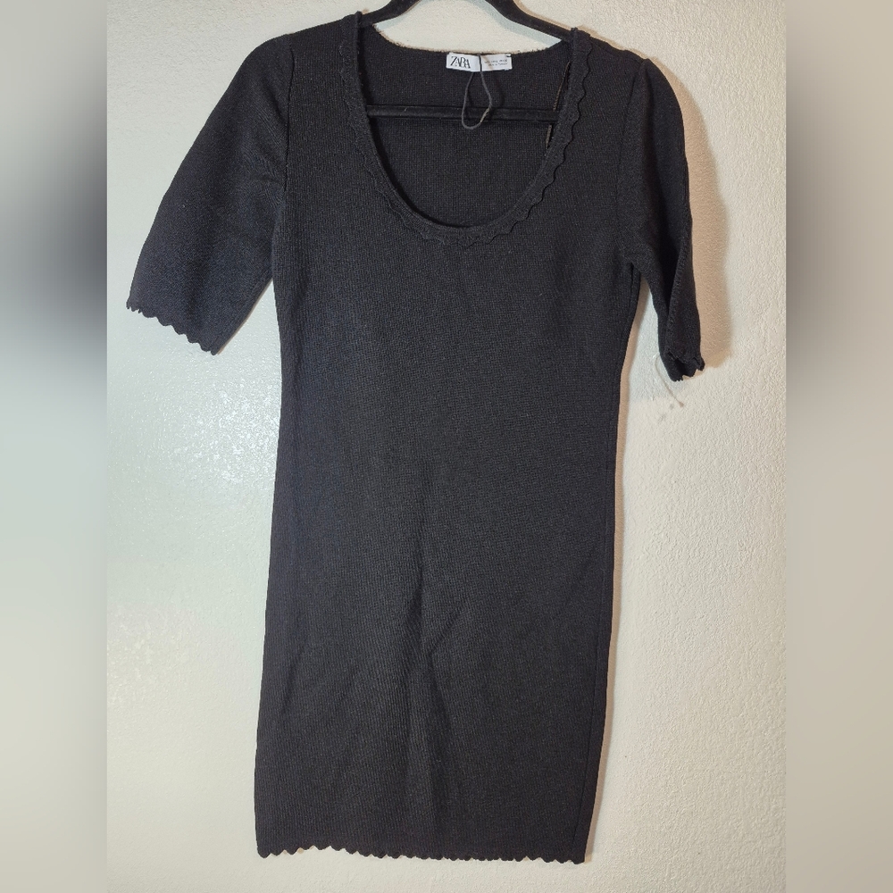 Zara Black Textured Knit Top